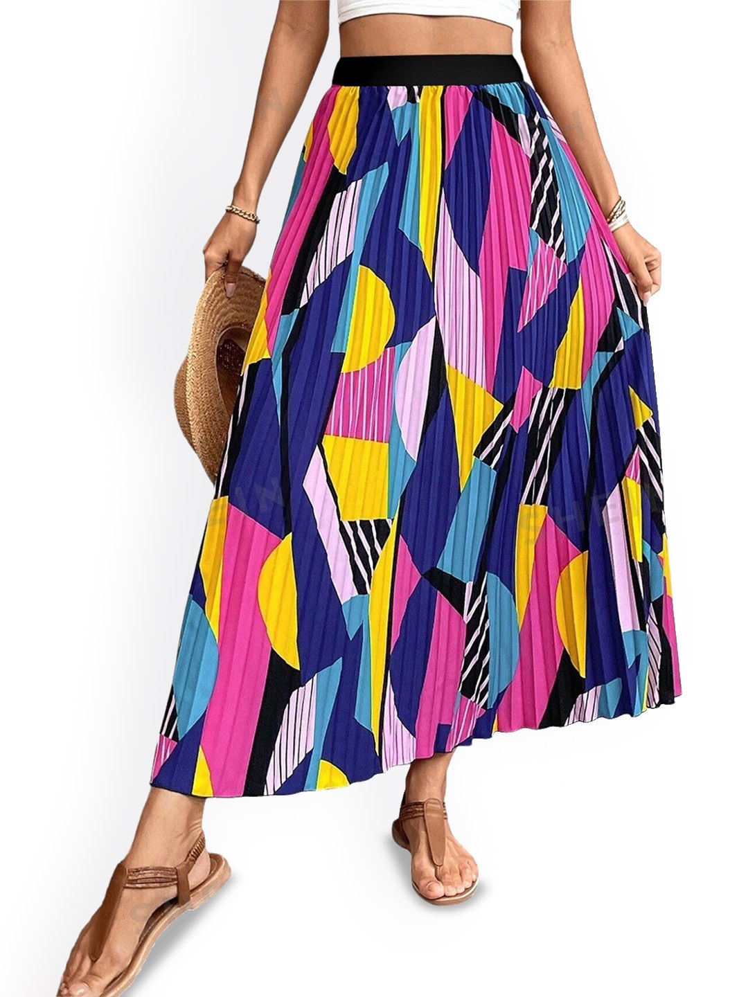 

Raiyani Enterprise Women Abstract Printed Flared Maxi Skirts, Blue