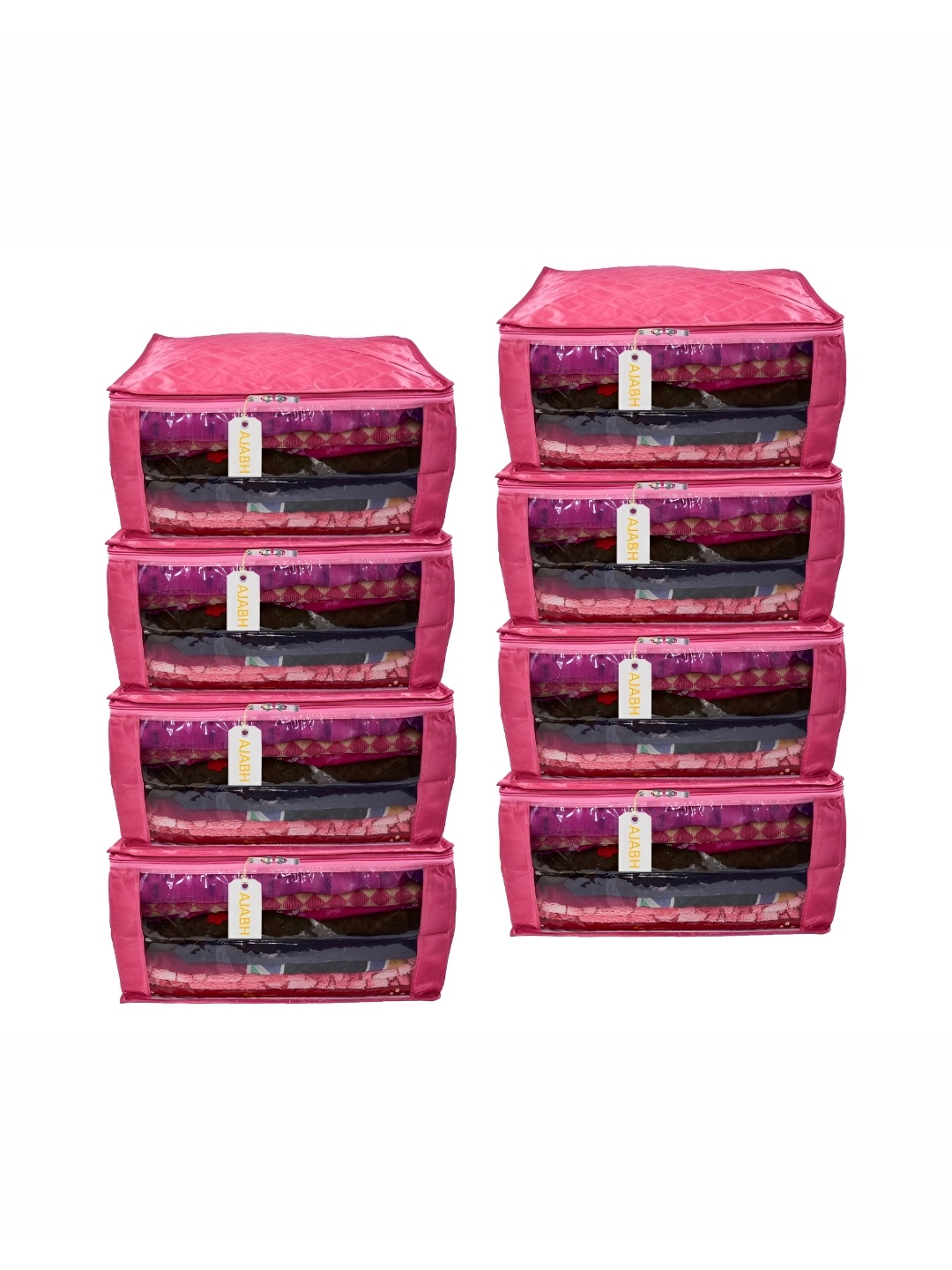 

Ajabh Pink 6 Pieces Checked Satin Saree Cover Organisers
