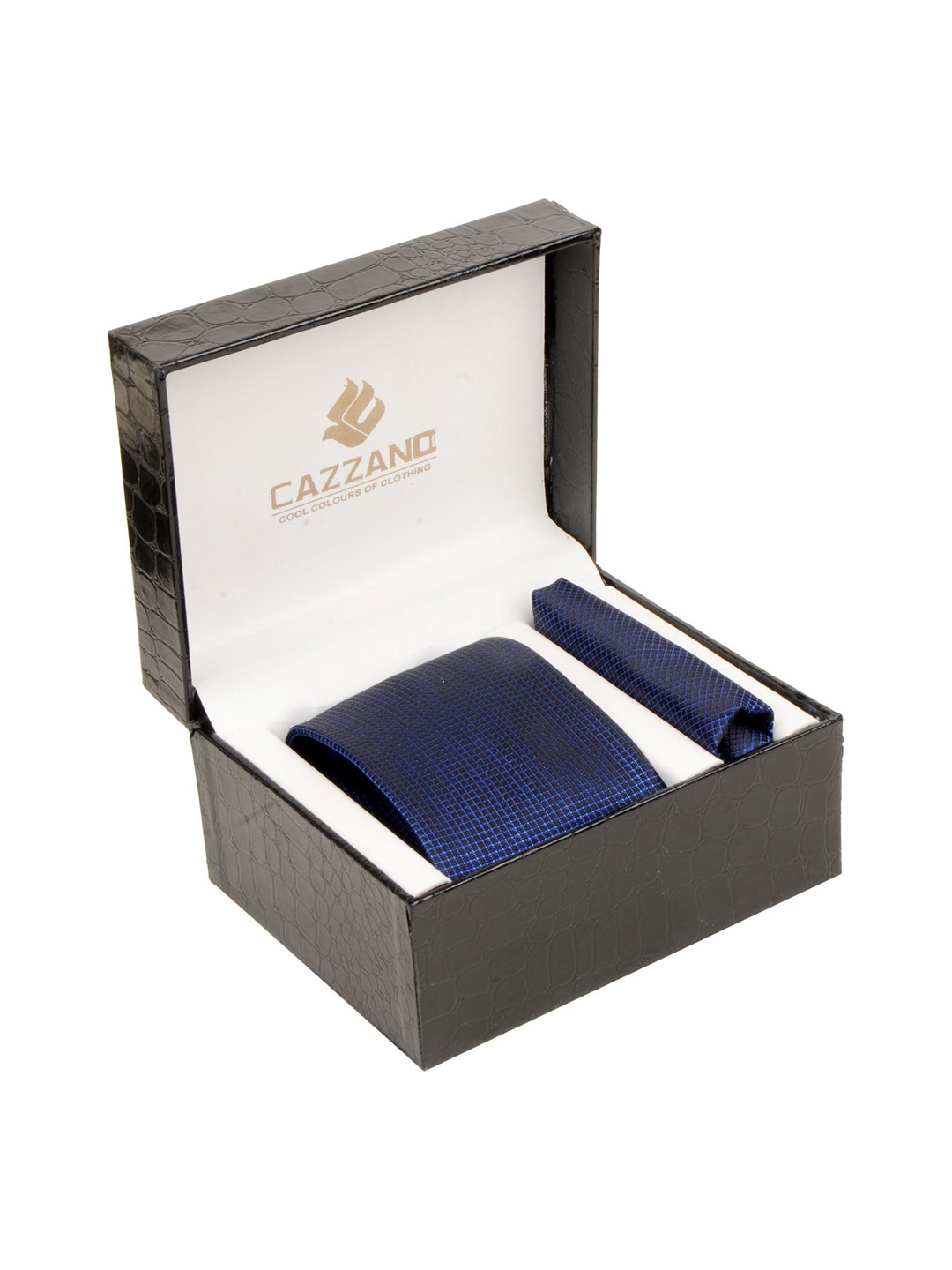 

Cazzano Men Accessory Gift Set Of Tie & Pocket Square, Navy blue