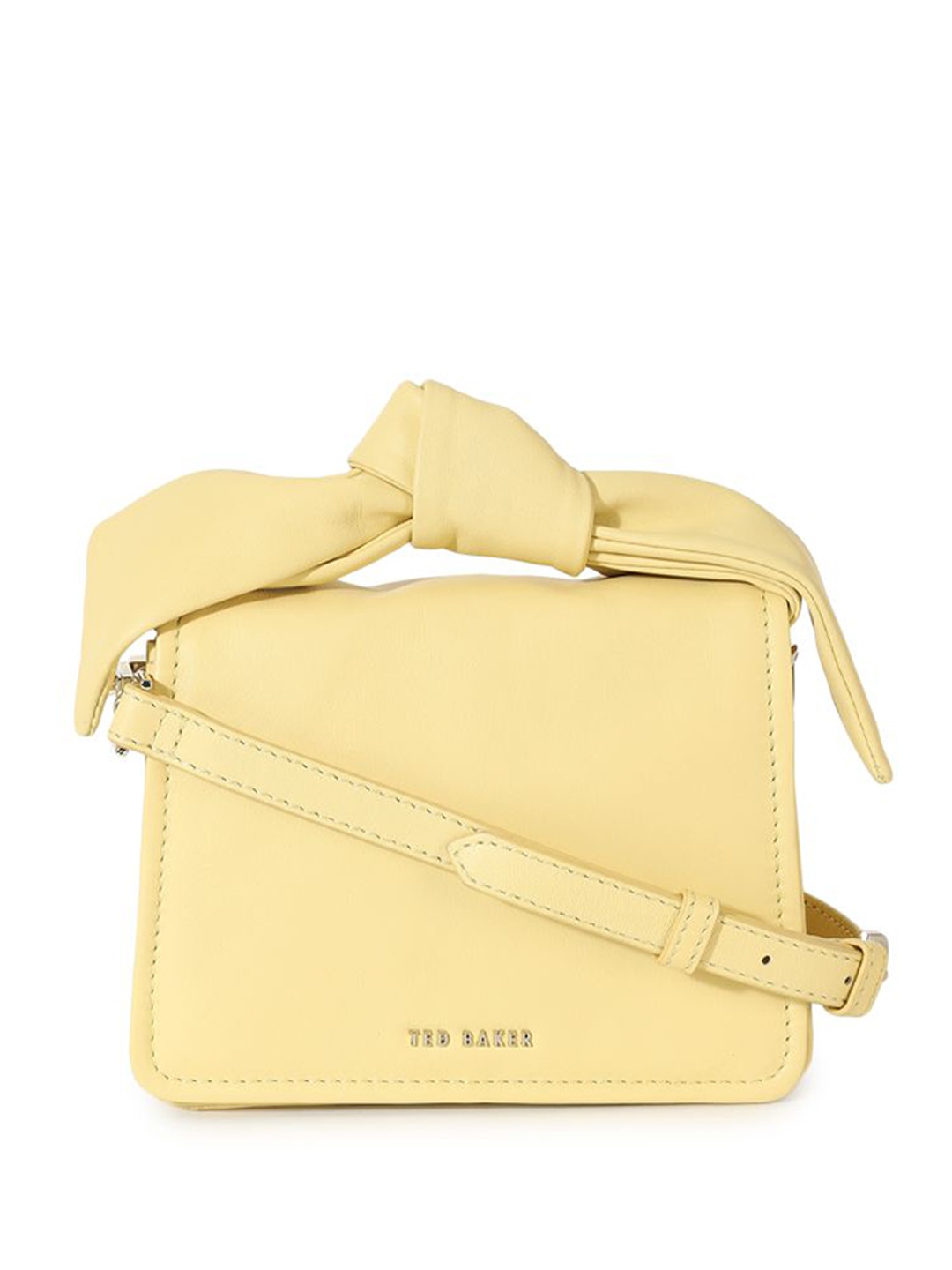 

Ted Baker Women Textured Solid Structured Leather Handheld Bag, Yellow