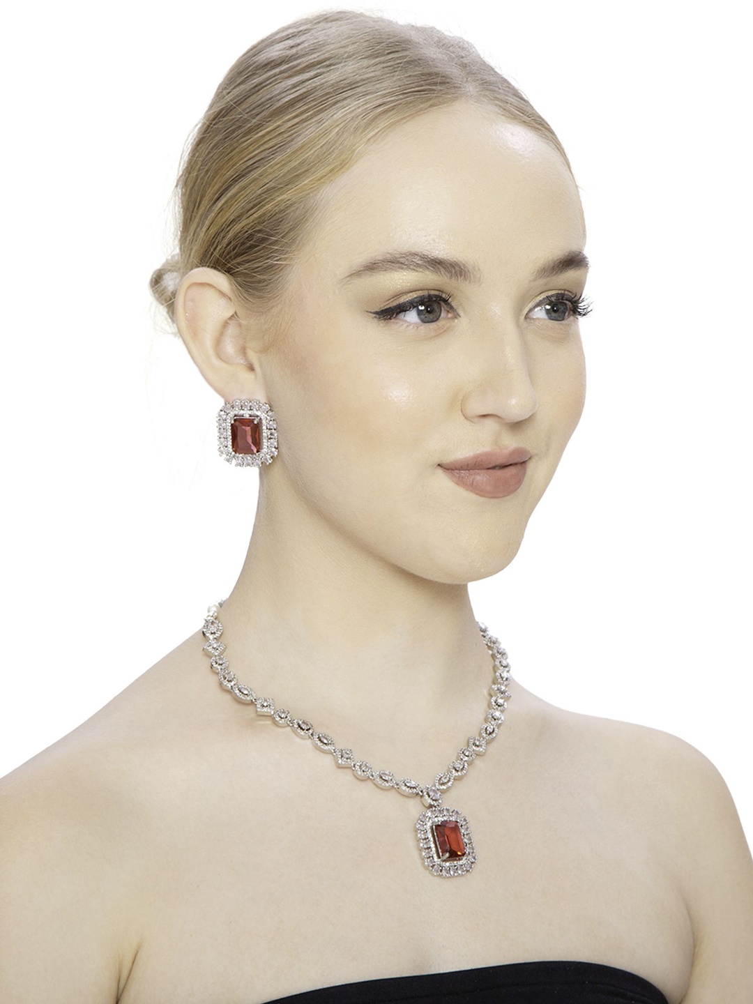 

Ladymania Silver-Plated Stone-Studded Jewellery Set