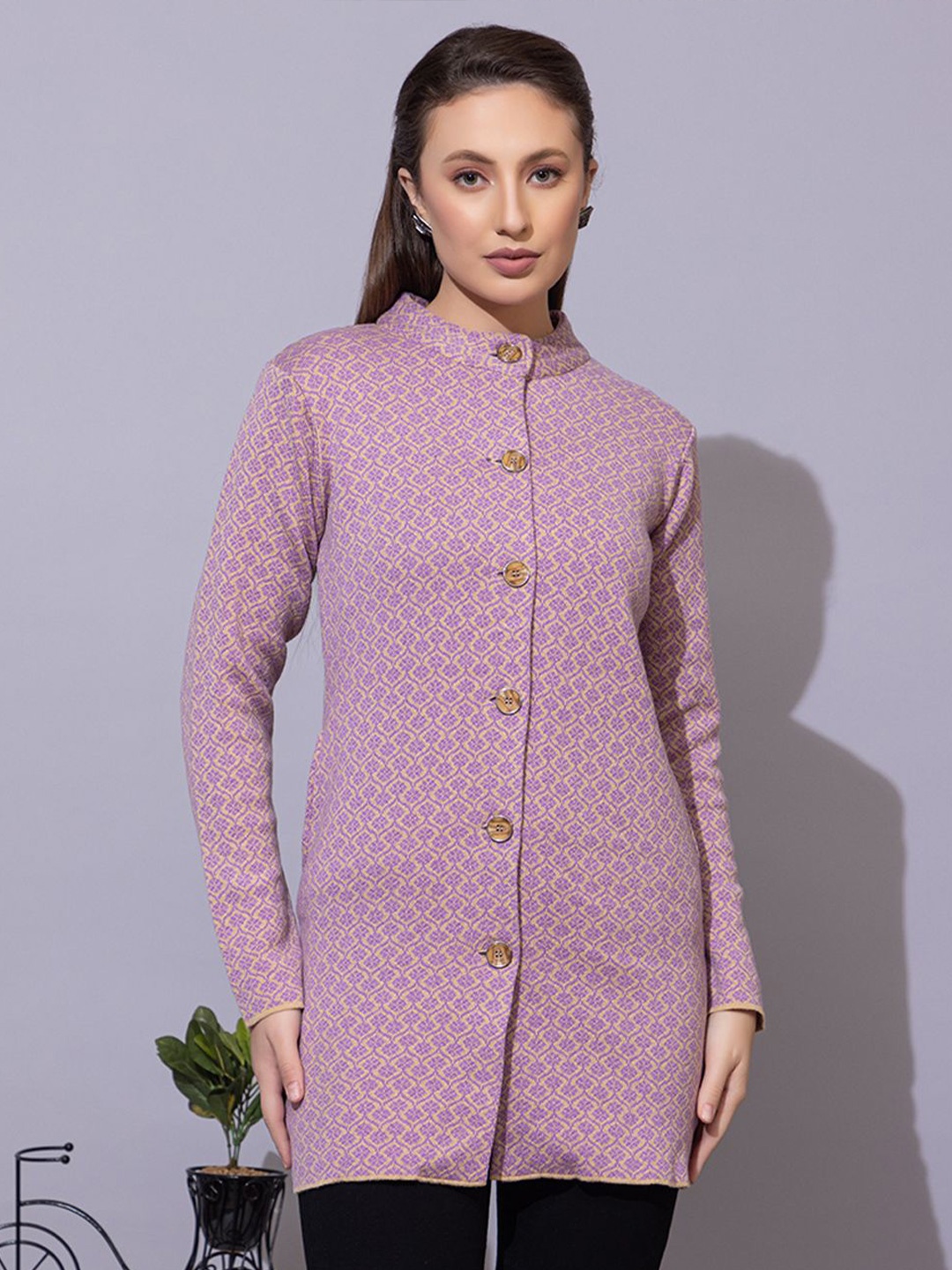 

Anouk Women Self Design Cardigan, Purple