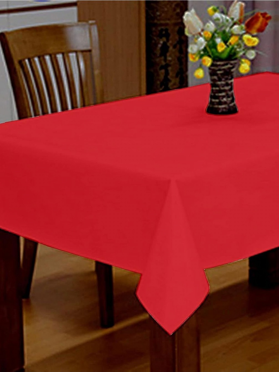 

Lushomes Red Pure Cotton 4-Seater Table Cover