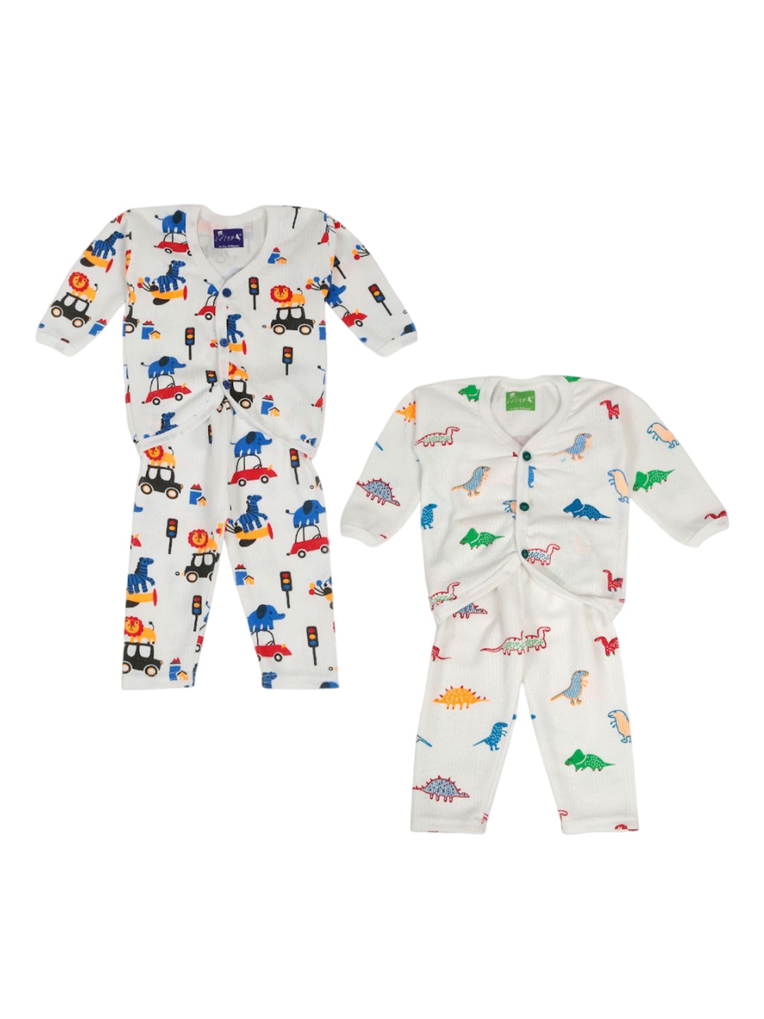 

Tiny Bugs Kids Pack Of 2 Cotton Printed Thermal Sets, White
