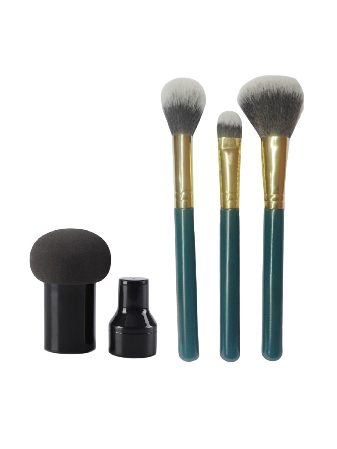 

Facejewel Set Of Makeup Brush & Mushroom Puff, Green