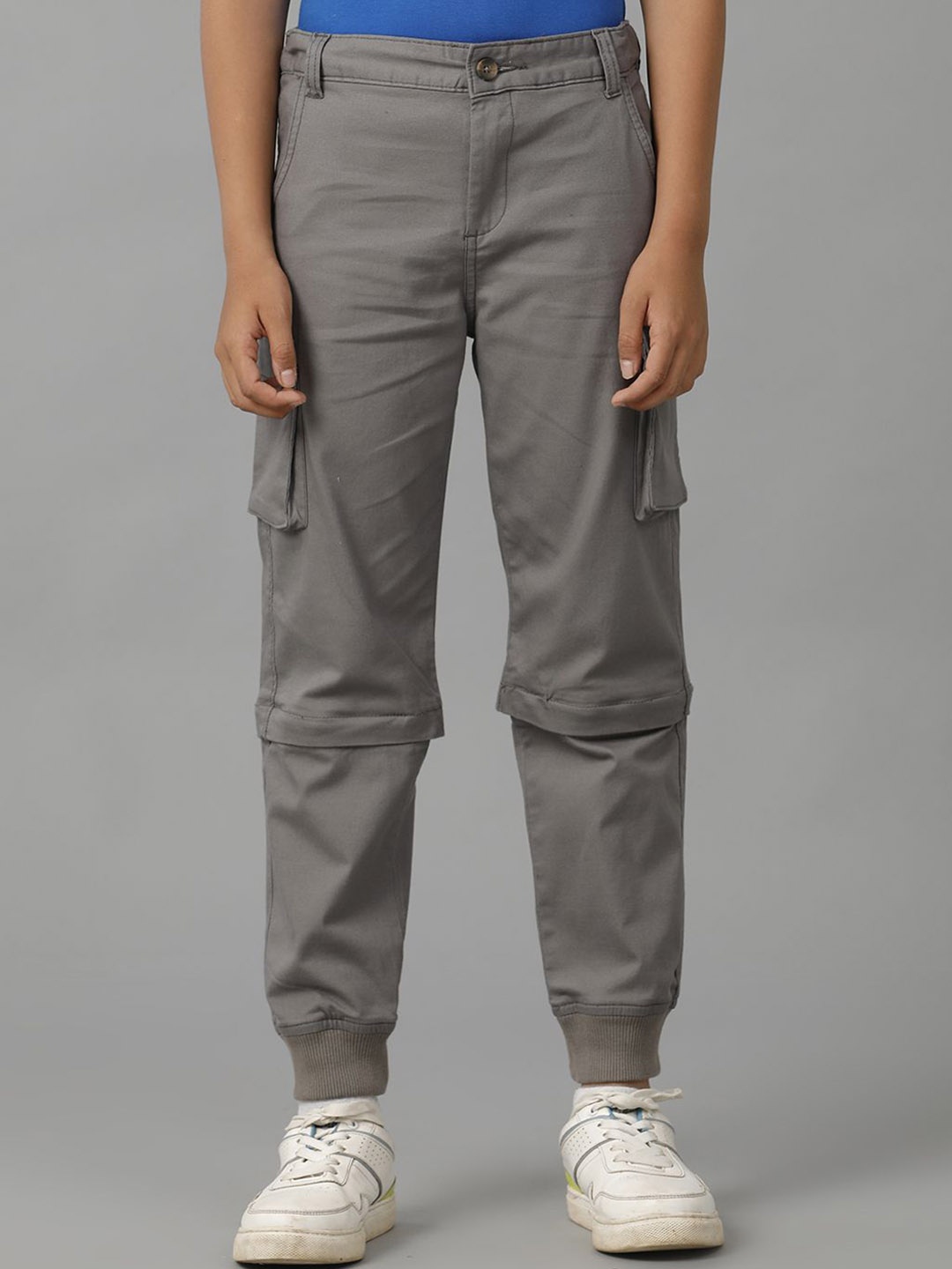 

UNDER FOURTEEN ONLY Boys Regular Fit Cotton Trousers, Grey