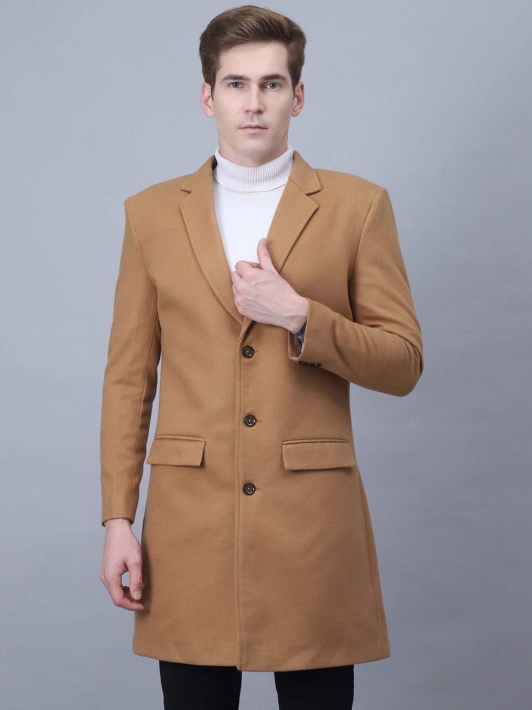 

HOUSE OF VEDAS Men Lightweight Longline Outdoor Tailored Jacket, Tan