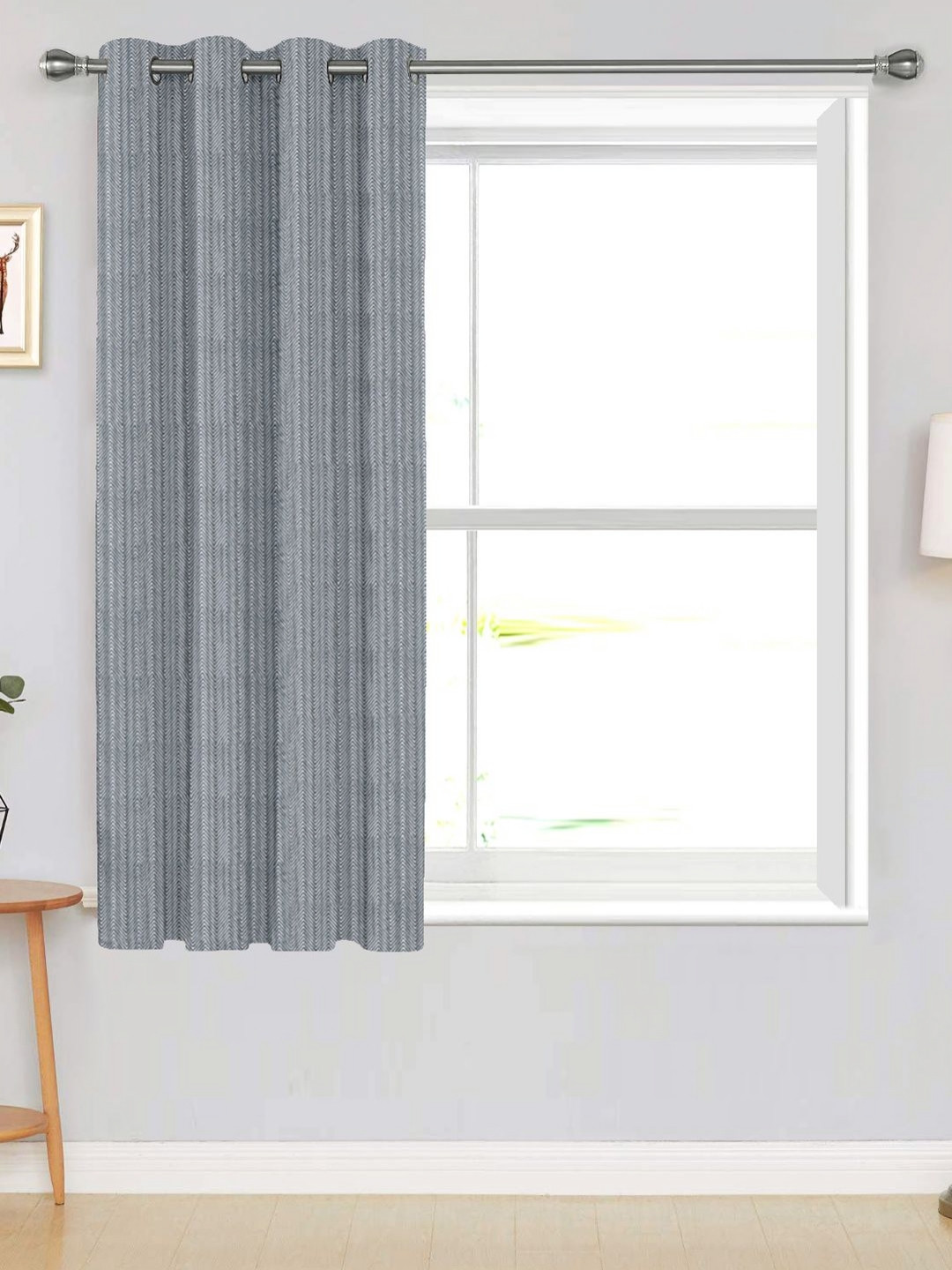 

Divine Casa Grey Striped Black Out Window Curtain