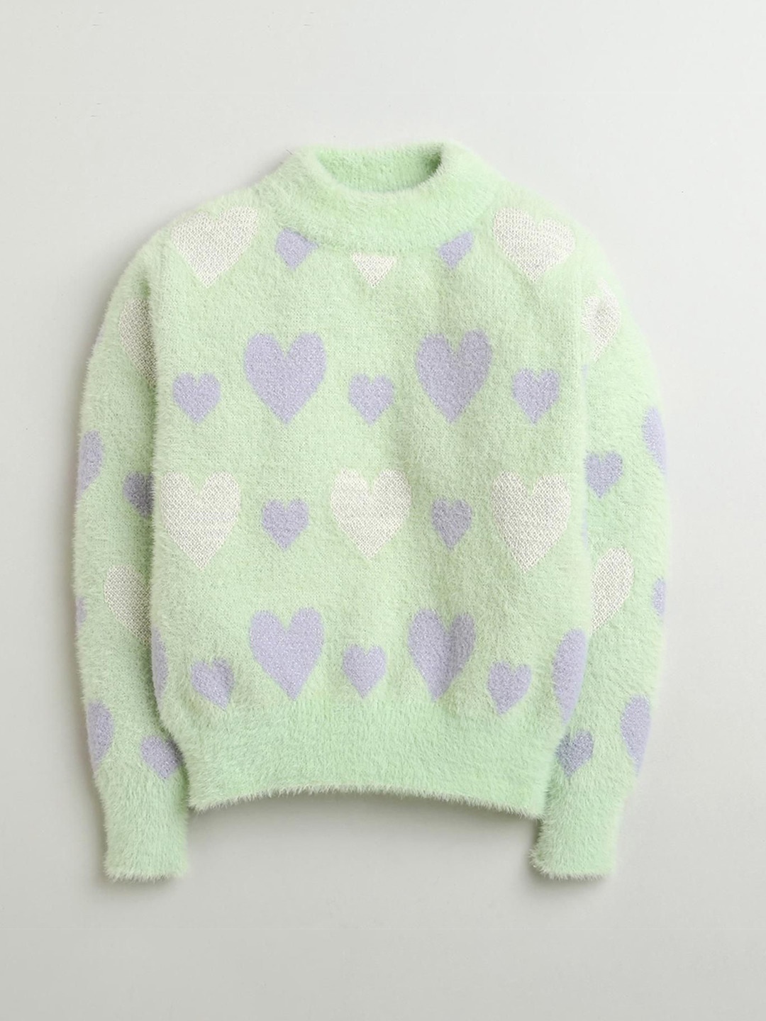 

Tiny Girl Round Neck Printed Pullover, Green