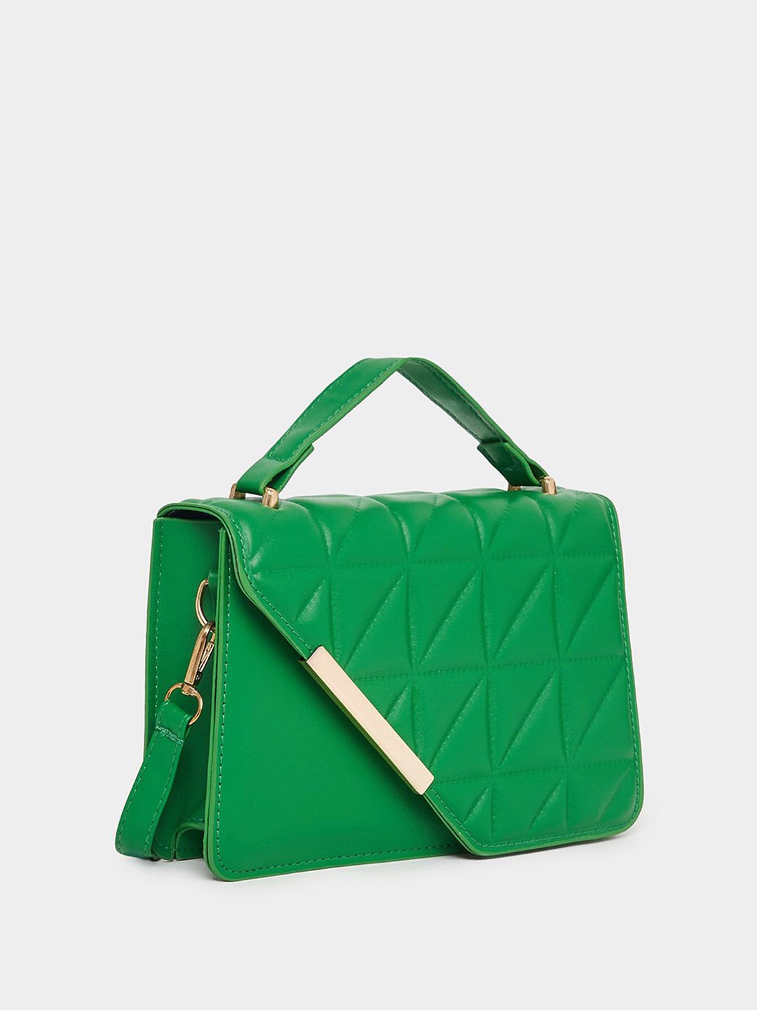 

Styli Women Textured Solid Structured Handheld Bag, Green