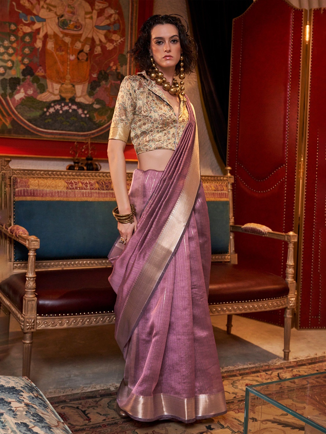 

MySilkLove Zari Pure Chiffon Saree, Purple