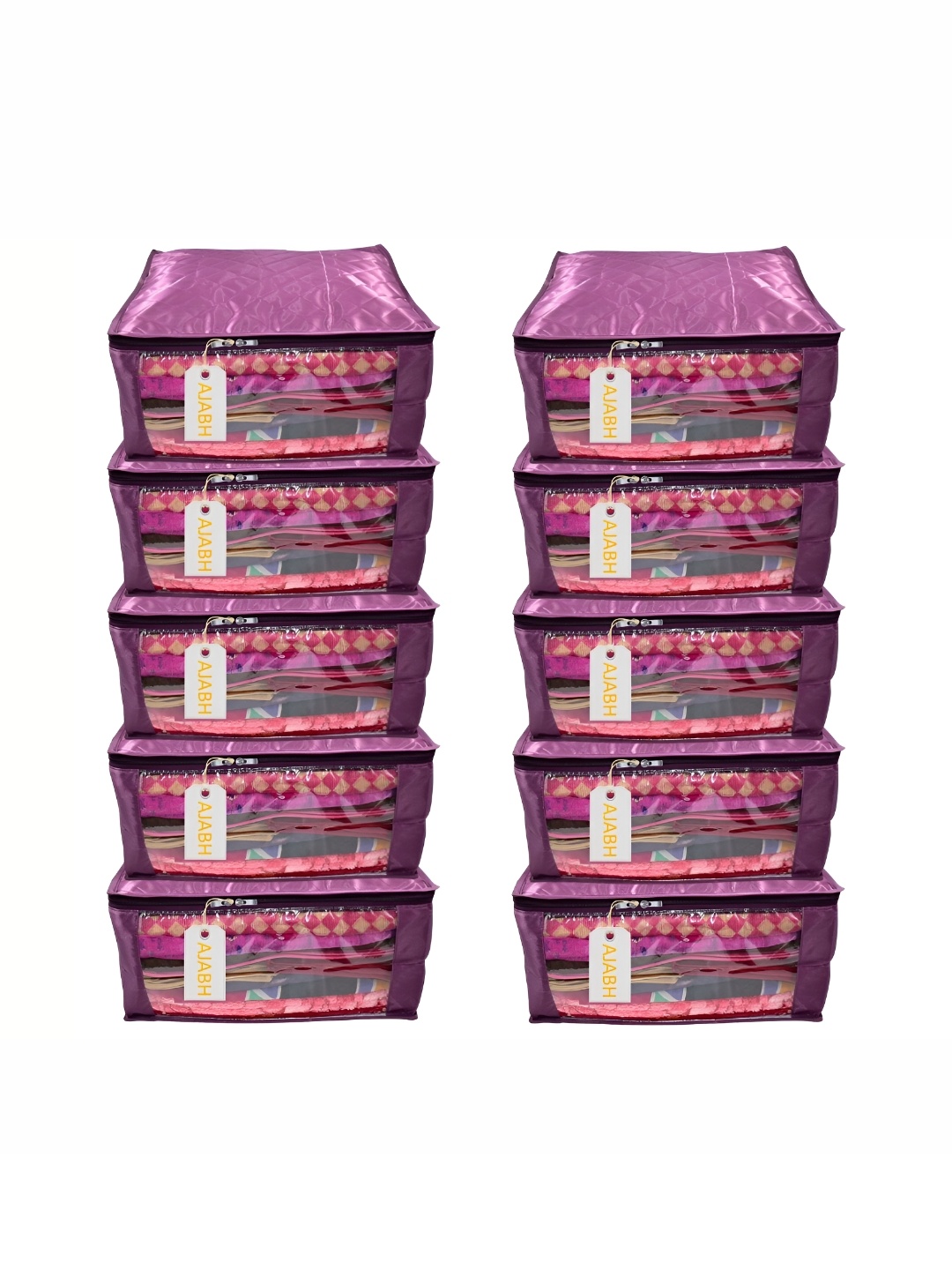 

Ajabh Purple 10 Pieces Checked Satin Saree Cover Organisers