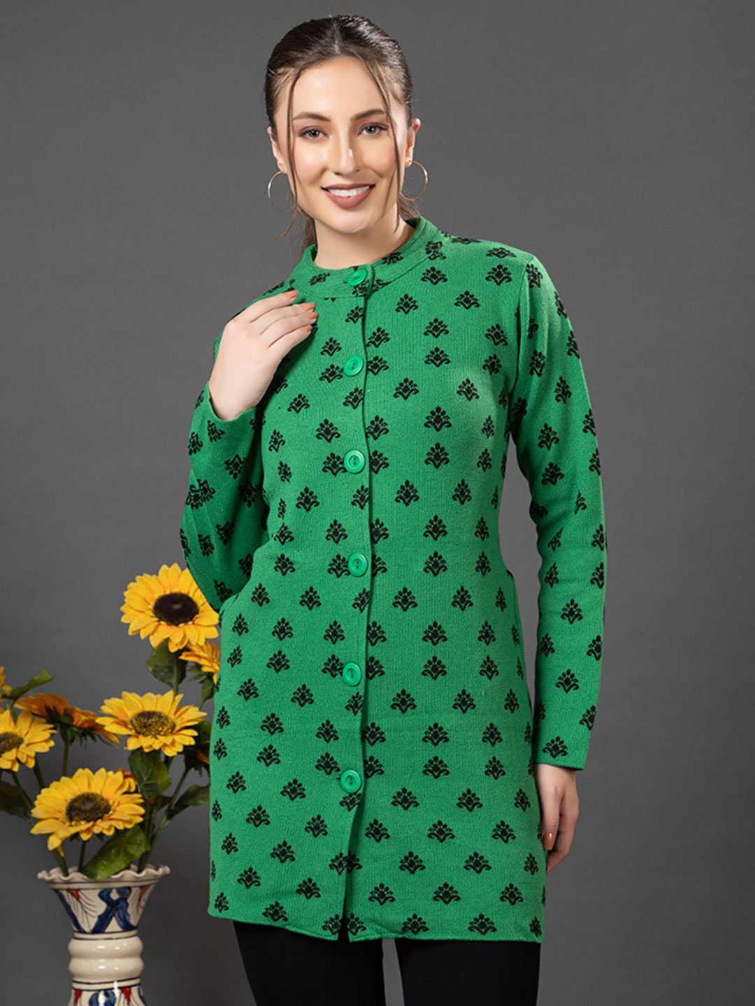 

Anouk Womens Casual Printed Cardigan, Green