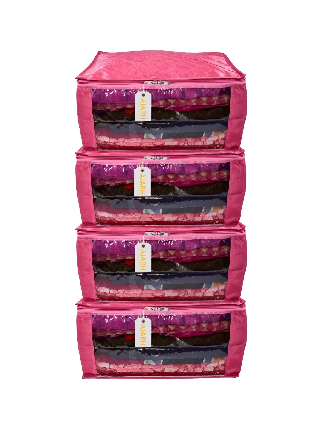 

Ajabh Pink 4 Pieces Checked Satin Saree Cover Organisers