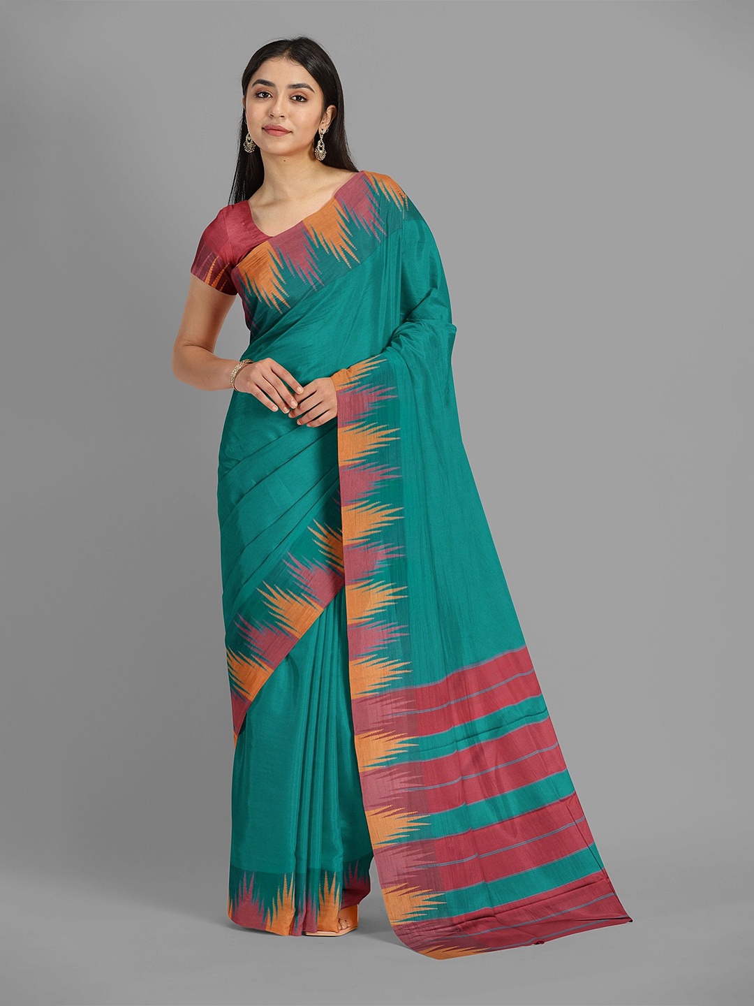 

The Chennai Silks Art Silk Baluchari Saree, Green