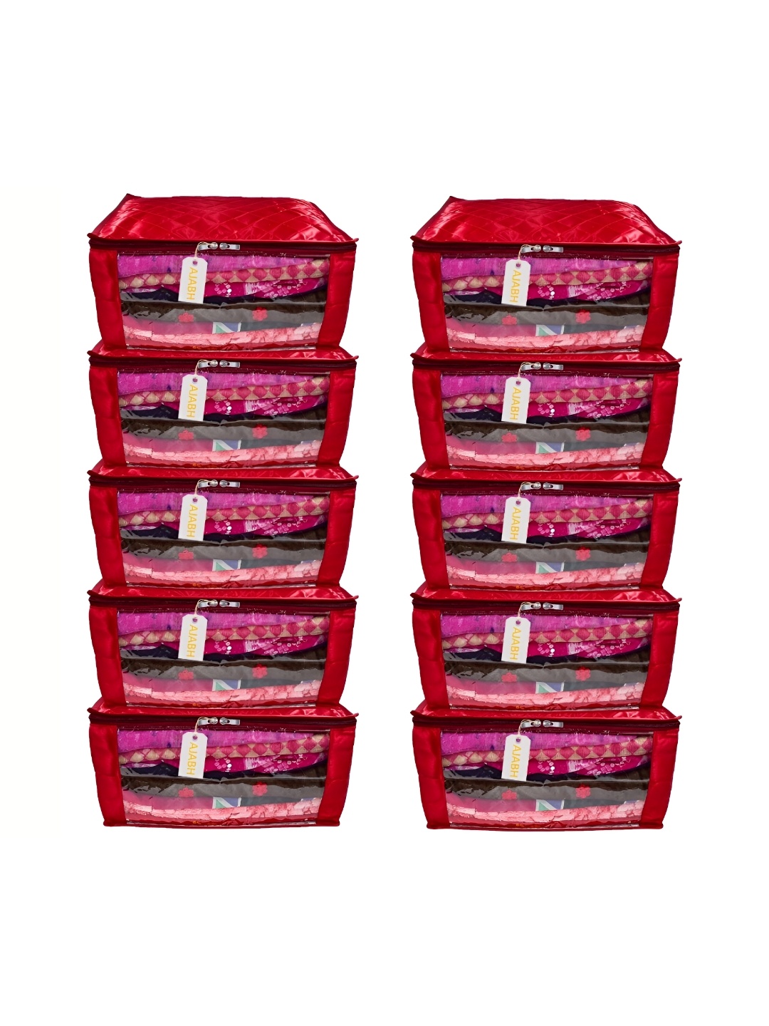 

Ajabh Maroon 10 Pieces Checked Satin Saree Cover Organisers