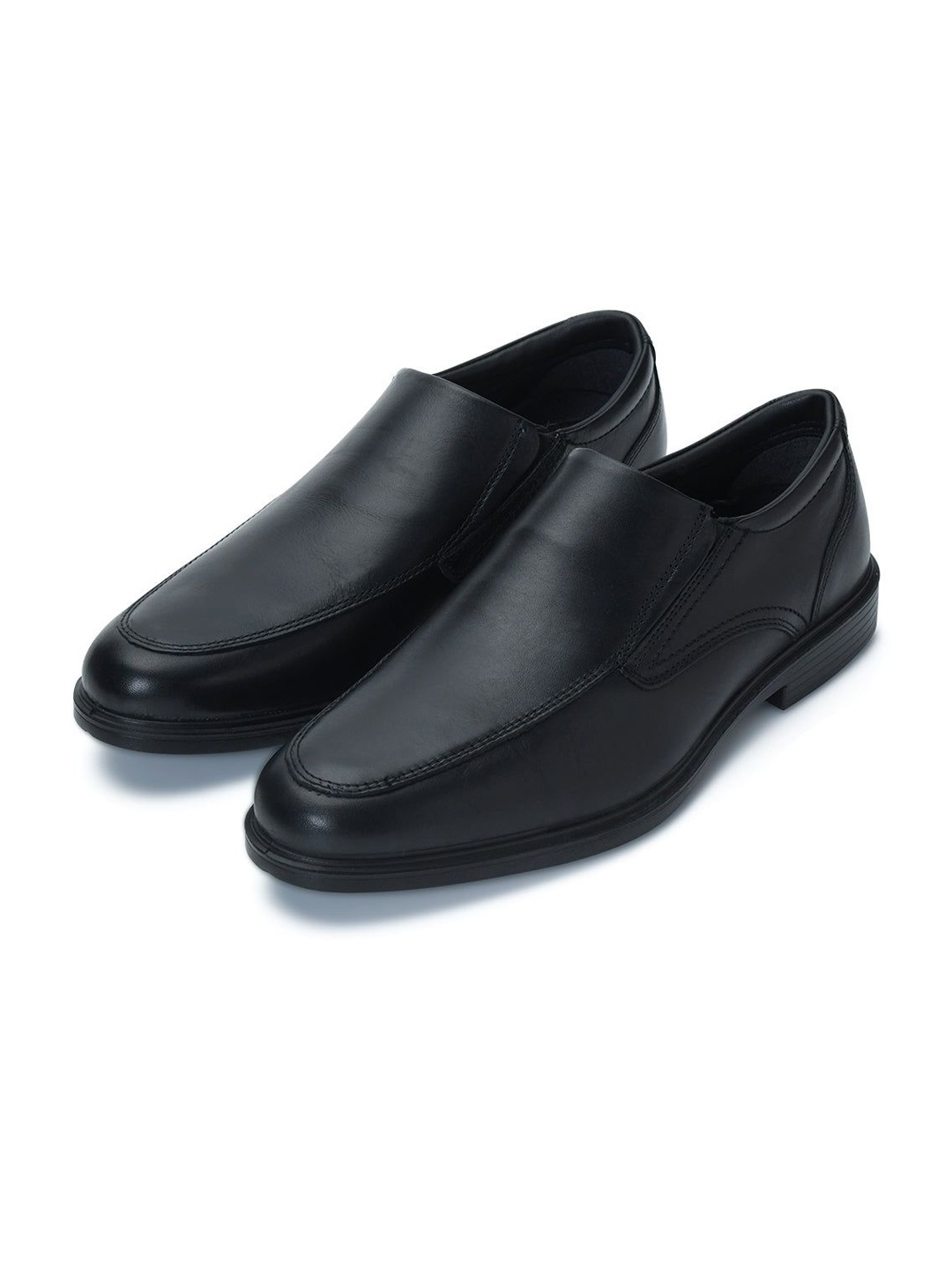 

ERGON Men Leather Formal Slip-Ons, Black