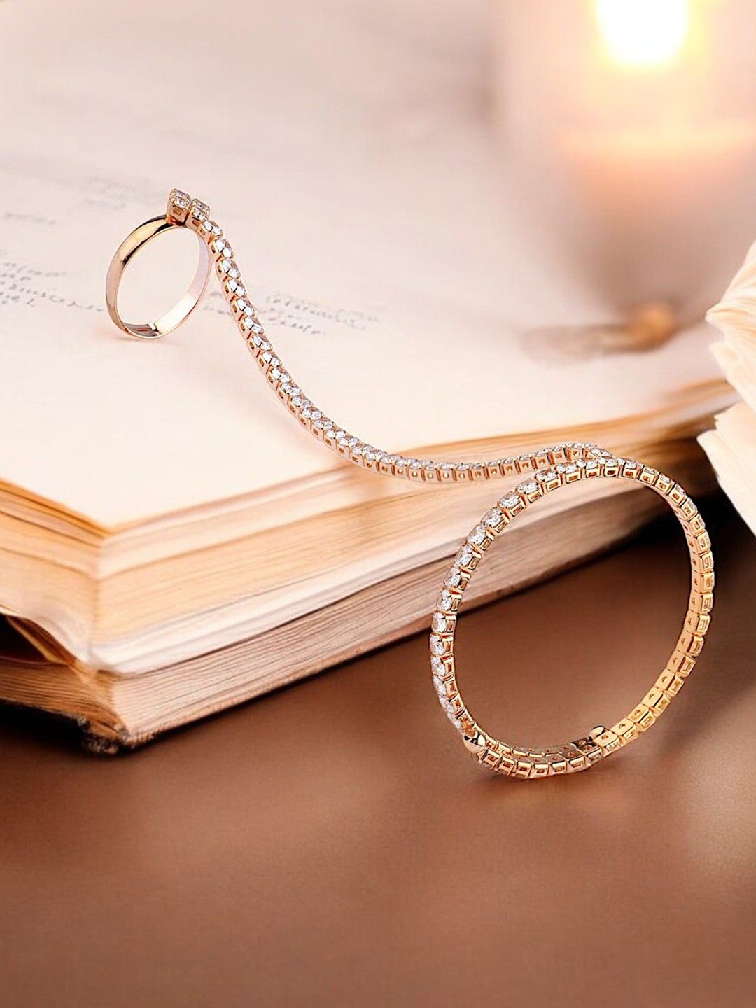

9blings Gold-Plated American Diamond Studded Kada Bracelet