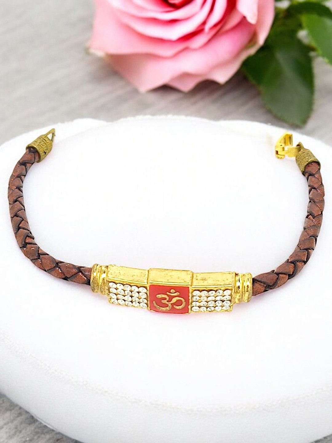 

9blings Men Gold-Plated Cubic Zirconia Studded Wraparound Temple Bracelet
