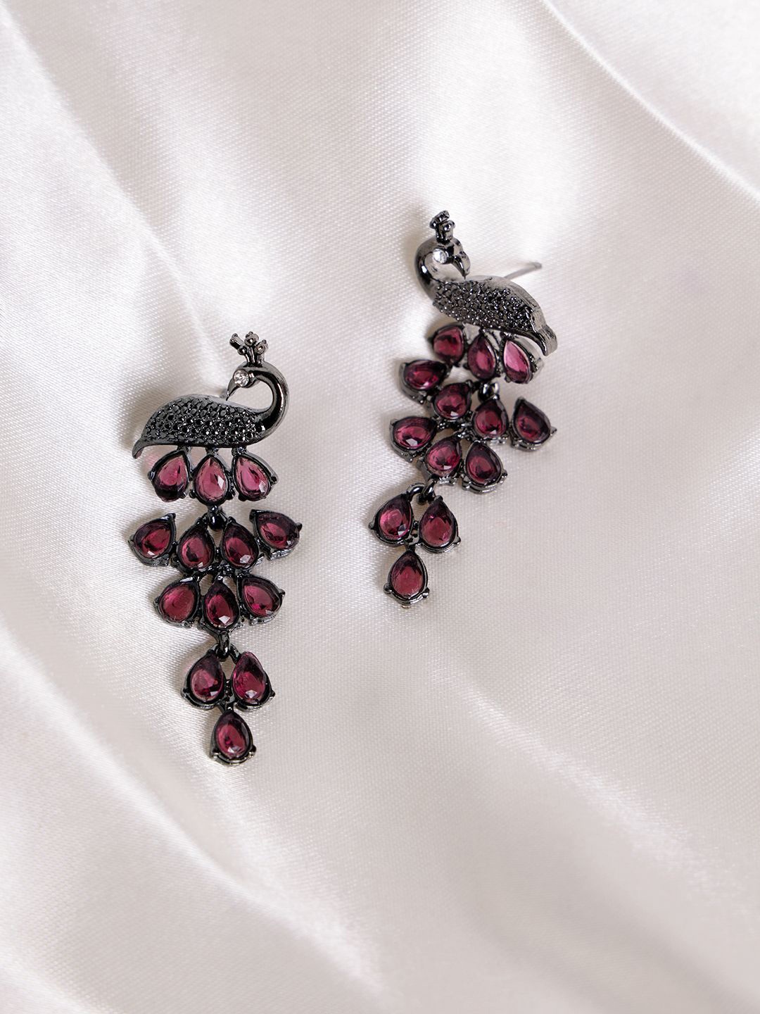 

PANASH Peacock Shaped Drop Earrings, Silver