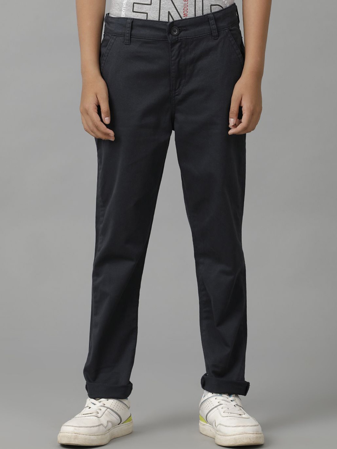 

UNDER FOURTEEN ONLY Boys Cotton Slim Fit Trousers, Black