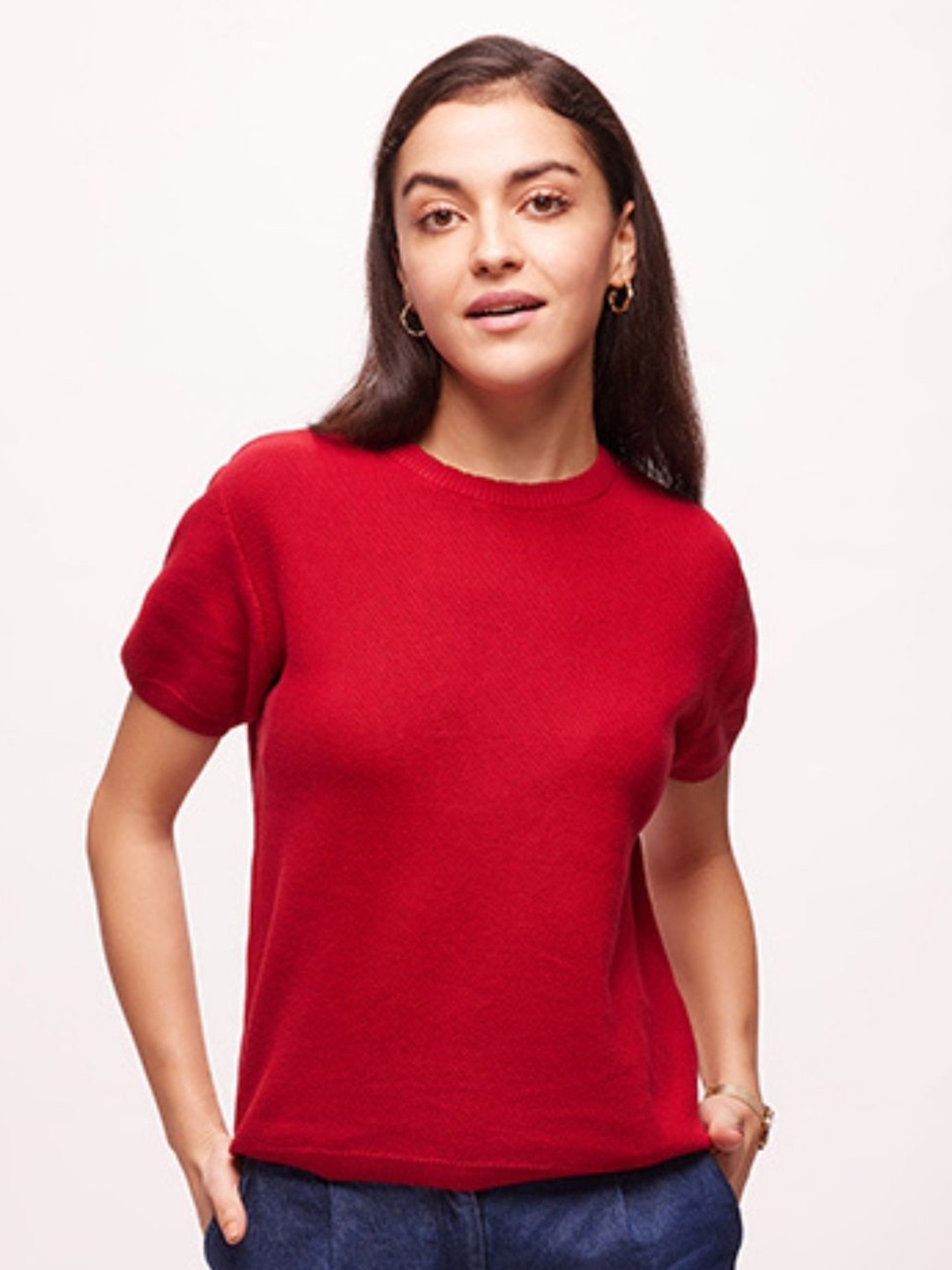 

Bombay High Women Round Neck Cotton Top, Red