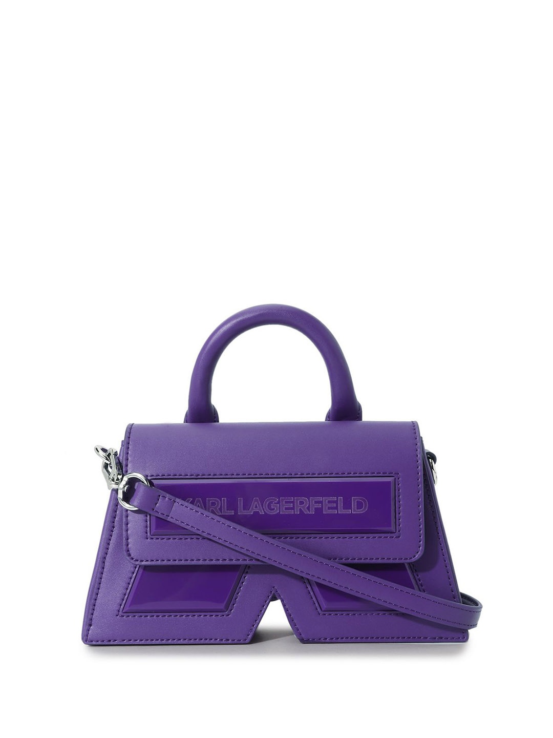 

Karl Lagerfeld Women Solid Structured Leather Satchel Bag, Purple