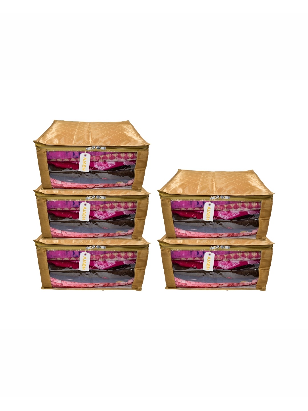 

Ajabh Gold-Toned 5 Pieces Checked Satin Saree Cover Organisers