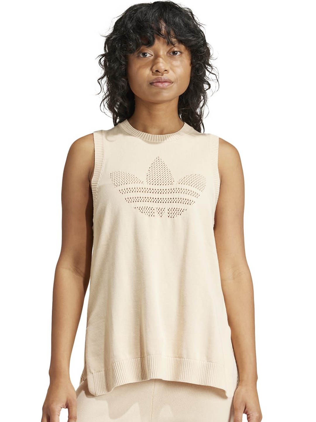 

ADIDAS Originals Women Geometric Cotton Longline Open Front Jacket Embroidered, Pink