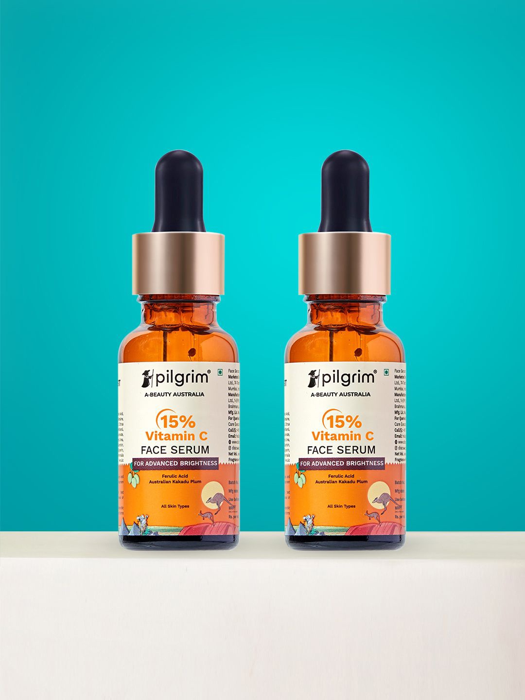 

Pilgrim Set Of 2 15% Vitamin C Face Serum For Advanced Brightness - 20ml Each, Orange