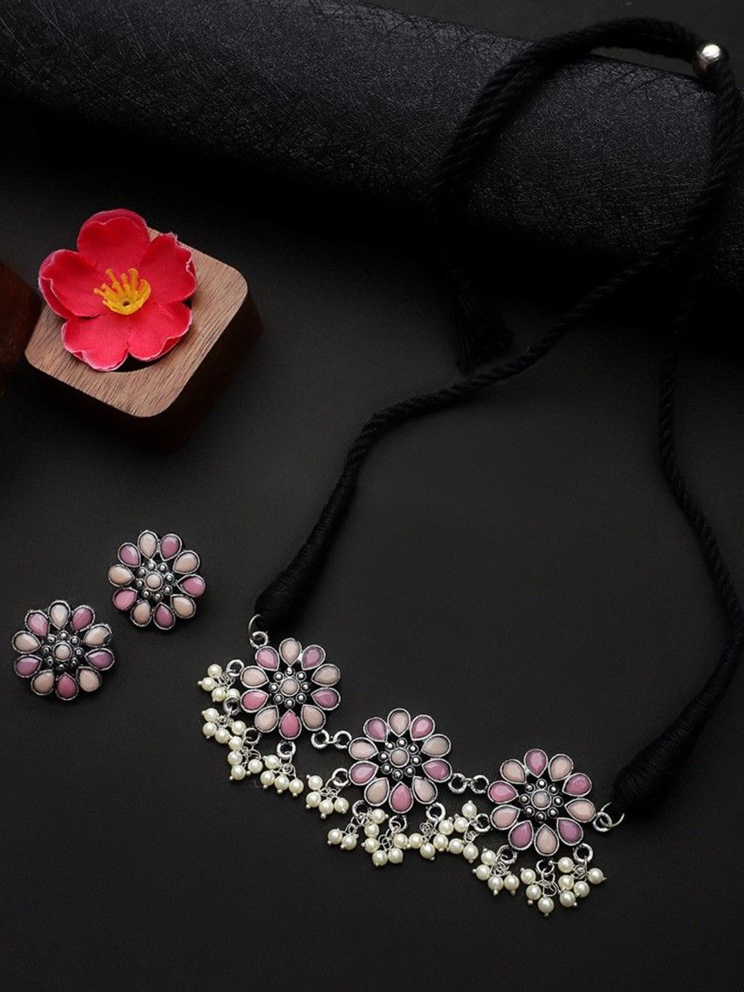 

CARDINAL Stone-Studded Jewellery Set, Pink