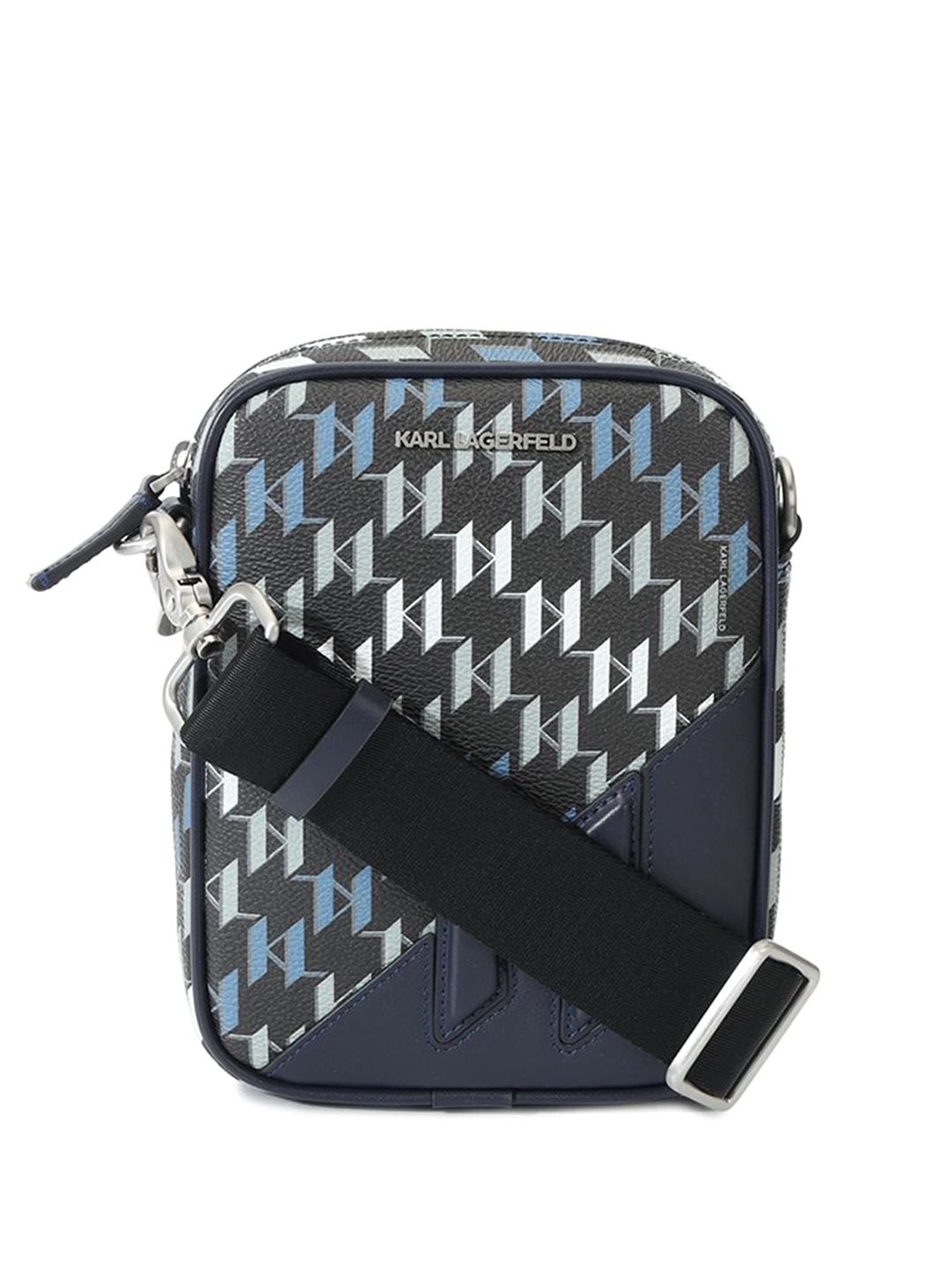 

Karl Lagerfeld Men Abstract Printed Crossbody Sling Bag, Blue