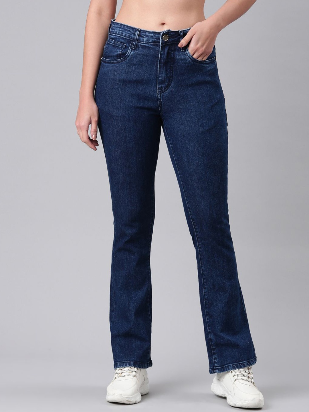 

ZHEIA Women Bootcut High-Rise Stretchable Jeans, Blue