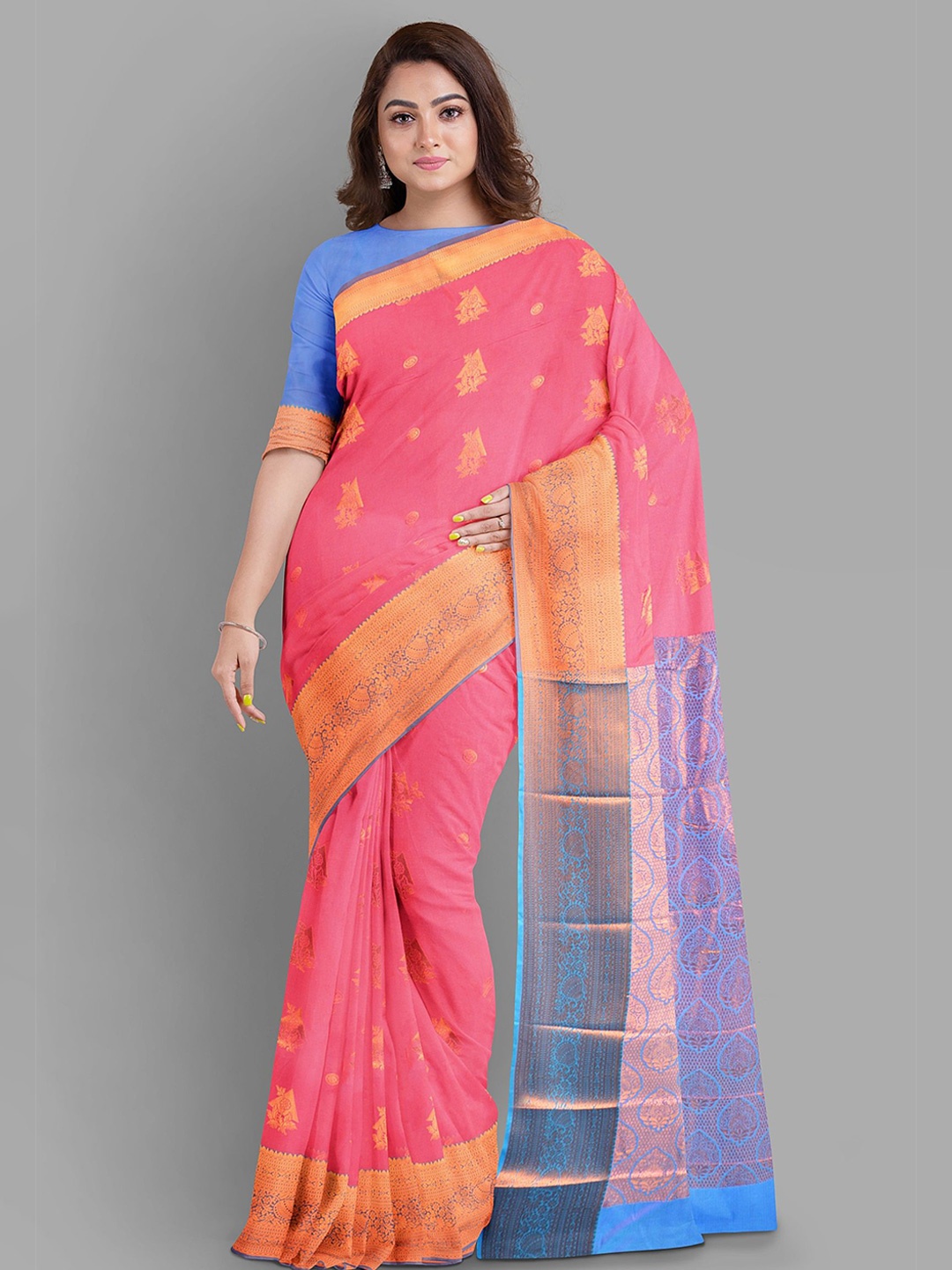 

The Chennai Silks Woven Design Baluchari Saree, Pink