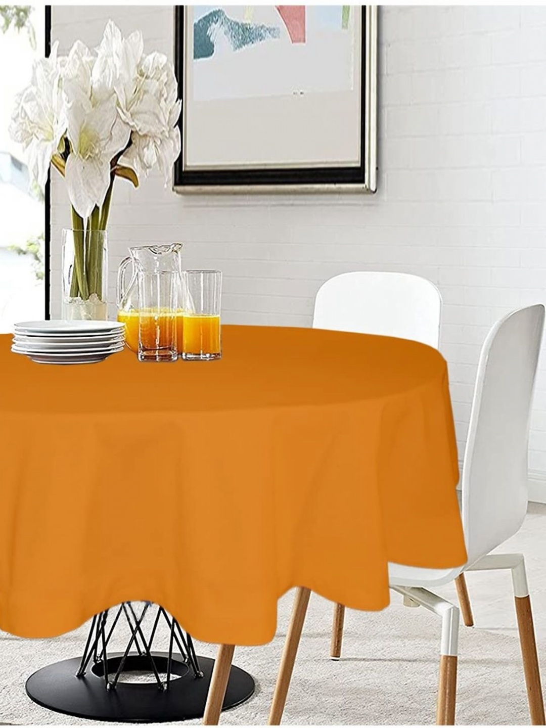 

Lushomes Orange-Coloured Pure Cotton Table Cover