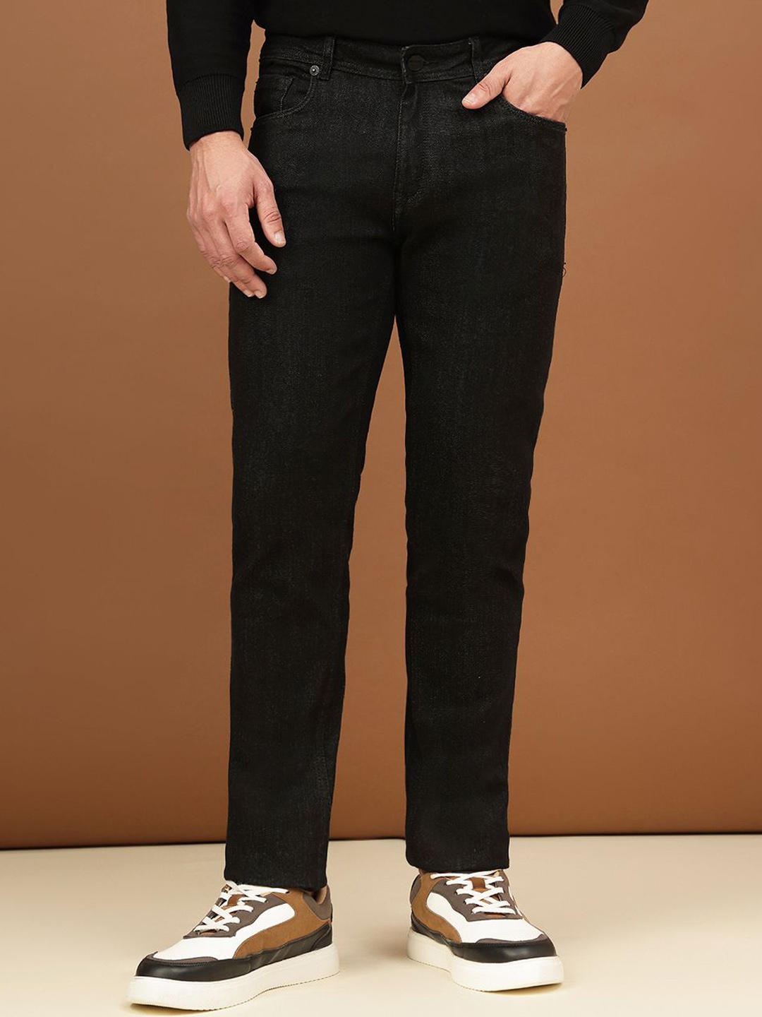 

Richlook Men Smart Stretchable Regular Fit Cotton Jeans, Black