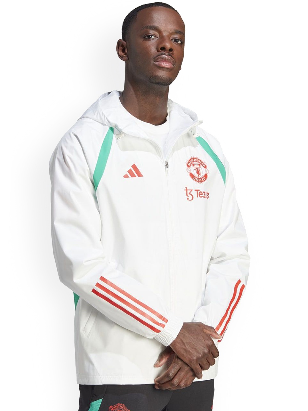 

ADIDAS Striped Zipper Jacket, White