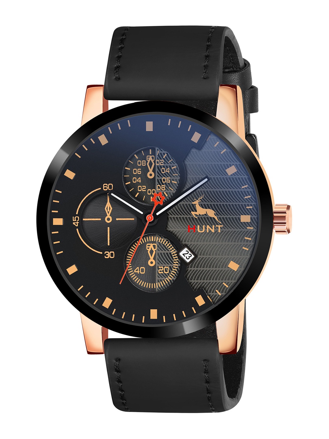 

IIK COLLECTION Men Round Dial & Leather Straps Analogue Watch IIK-HUNT-5069M, Rose gold