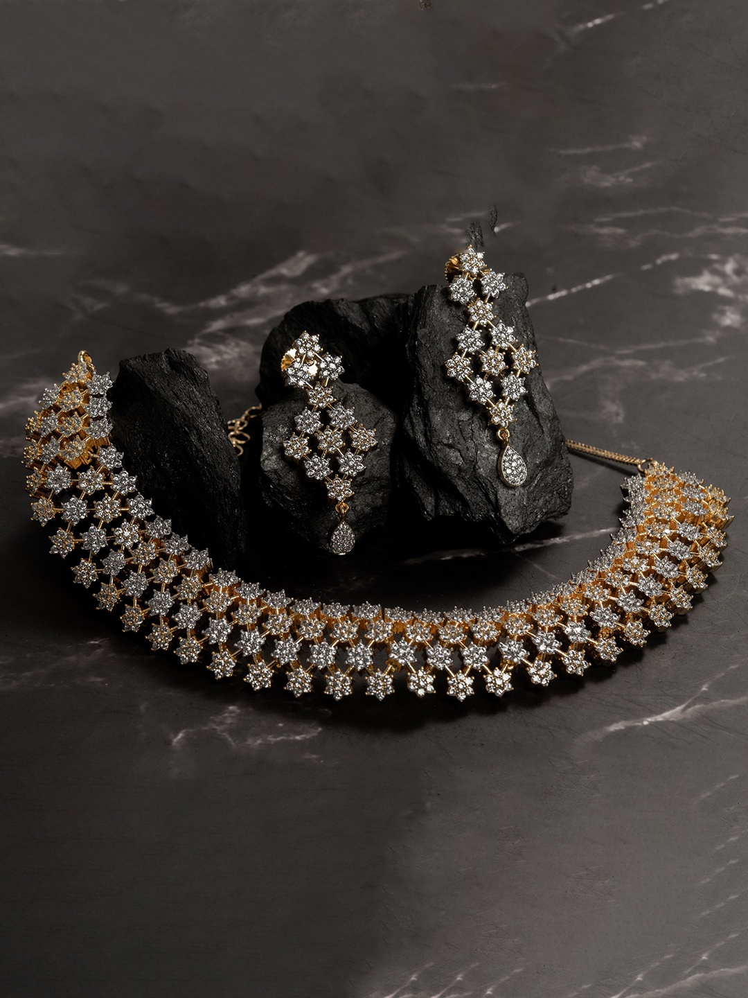 

Zevarly Gold- Plated Cubic Zirconia Stone Studded Jewellery Set