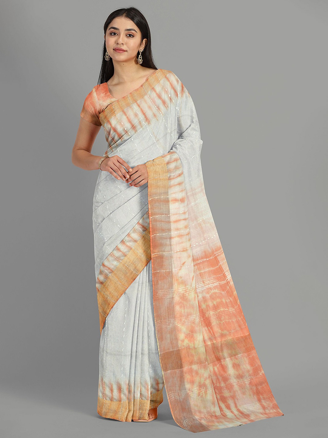 

The Chennai Silks Ombre Zari Bhagalpuri Saree, Off white