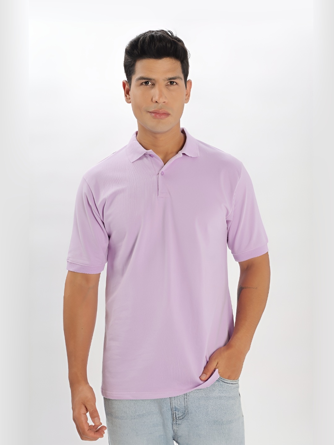 

TBS- THE BARGAIN STREET Men Polo Collar Bio Finish T-shirt, Lavender