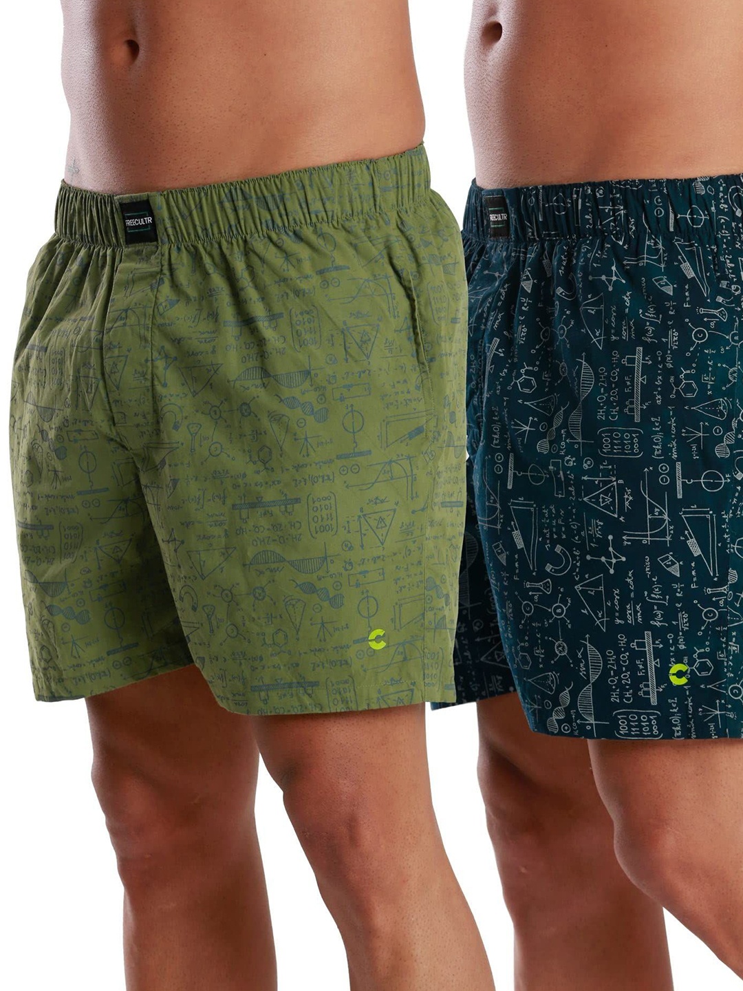 

FREECULTR Men Pack Of 2 Printed Boxers FC-PRNT-BXR-HWB-ABG-02_L, Green