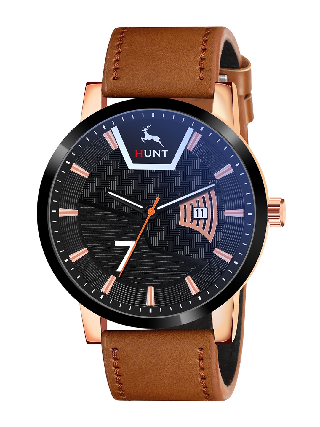 

IIK COLLECTION Men Round Dial & Leather Straps Analogue Watch IIK-HUNT-5076M, Rose gold