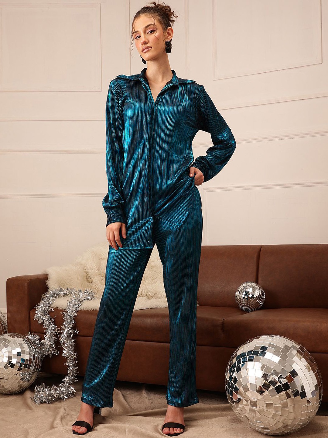 

BAESD Self Design Shirt With Trouser, Blue