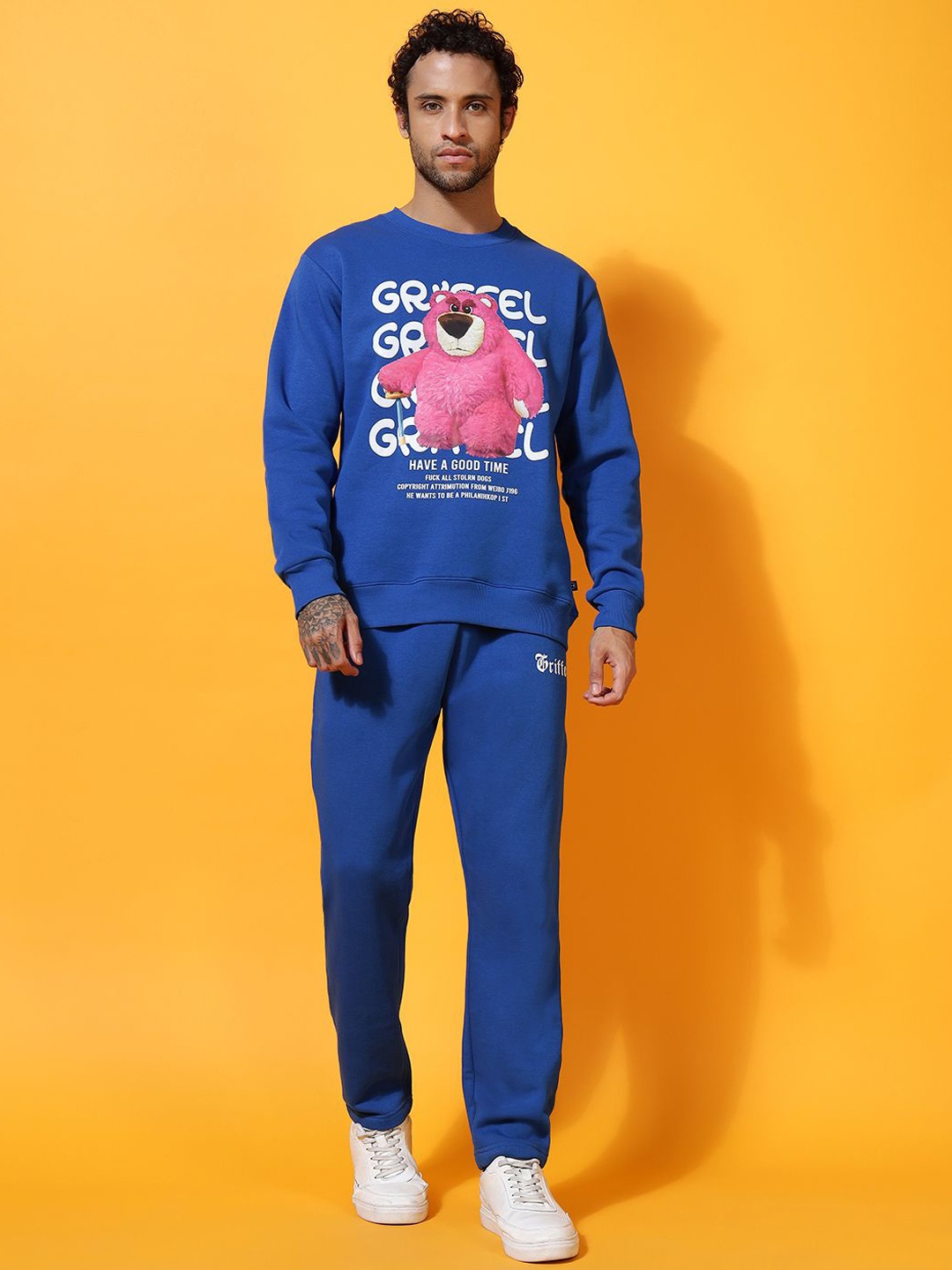 

GRIFFEL Men Graphic Printed Sweatshirt & Tracksuits, Blue