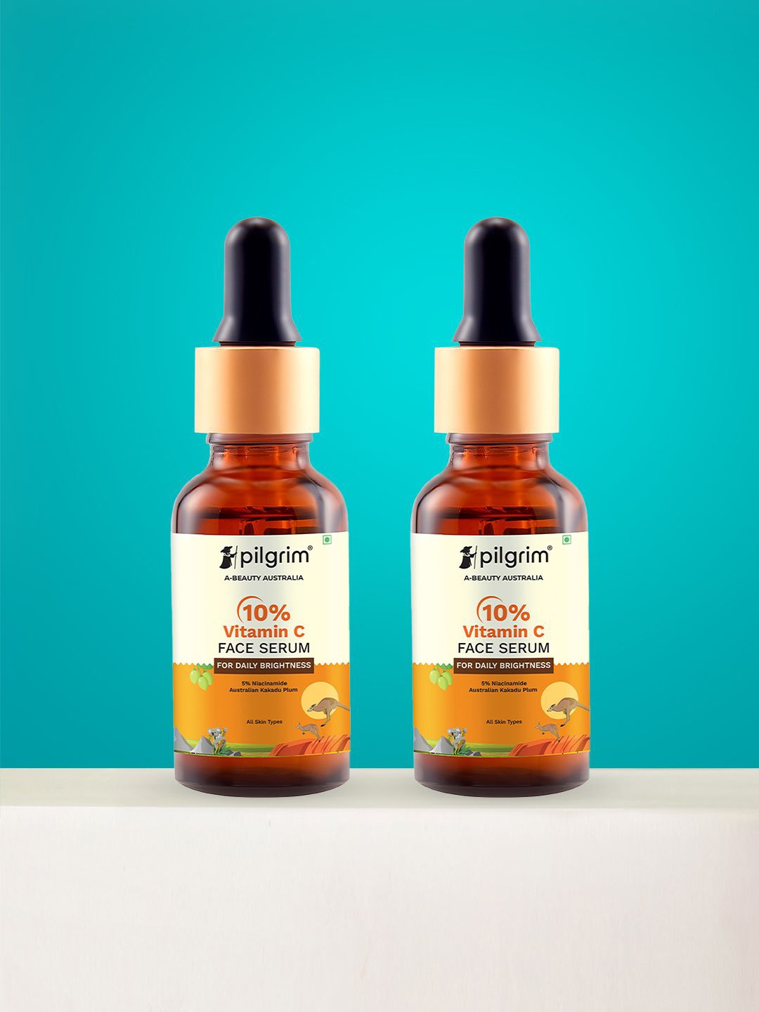 

Pilgrim Set Of 2 10% Vitamin Serum For Daily Brightness - 30 ml Each, Orange