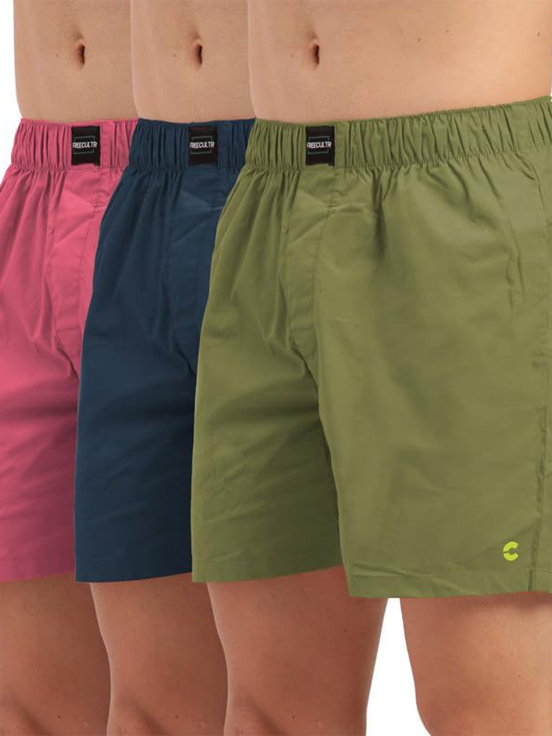 

FREECULTR Men Pack Of 3 Pure Cotton Boxers, Pink