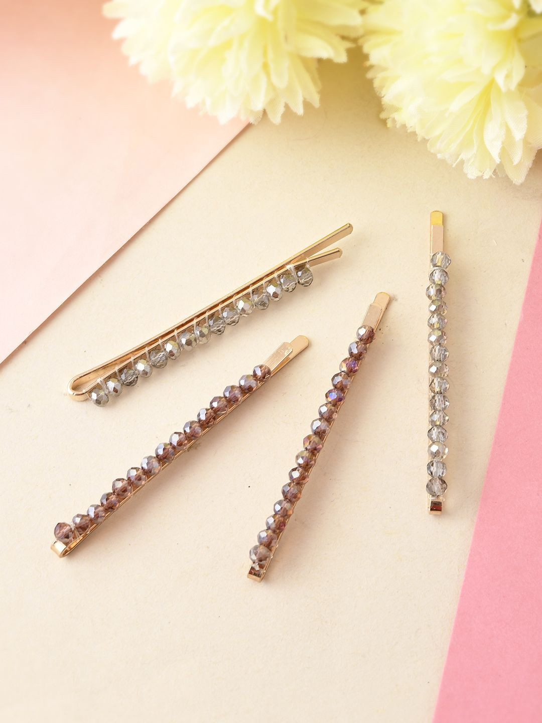 

Silvermerc Designs Women Set of 5 Embellished Bobby Pins, Gold