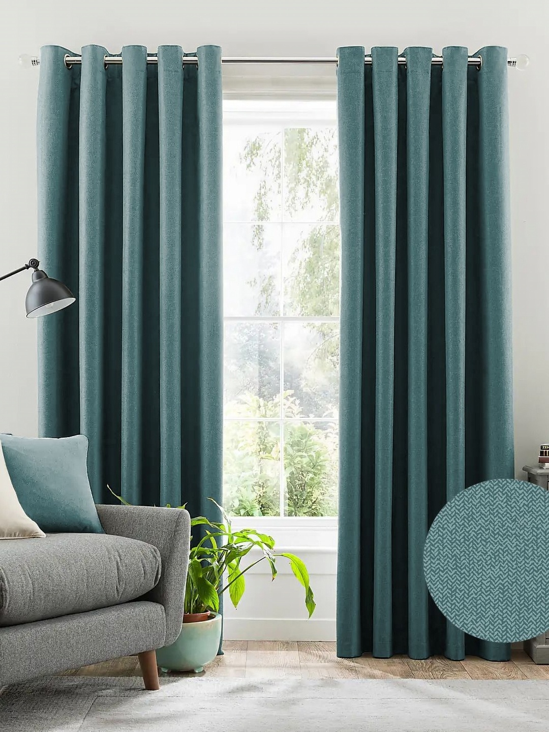 

Nefertiti Home Teal 2 Pieces Black Out Long Door Curtain