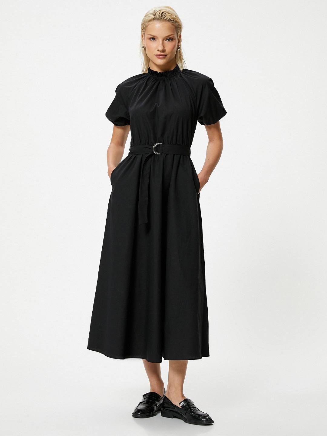 

Koton Women Fit & Flare Midi Dress, Black